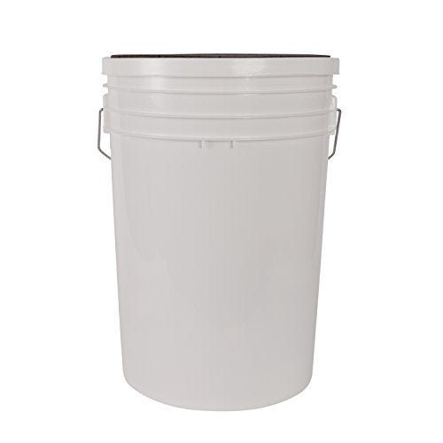 Champion Sports 6 Gallon Bucket with Padded Soft Seat Lid - Durable Construction - Balls Not Included - Ideal for Baseball, Softball, T-Ball, Practice Balls, and Lacrosse – White