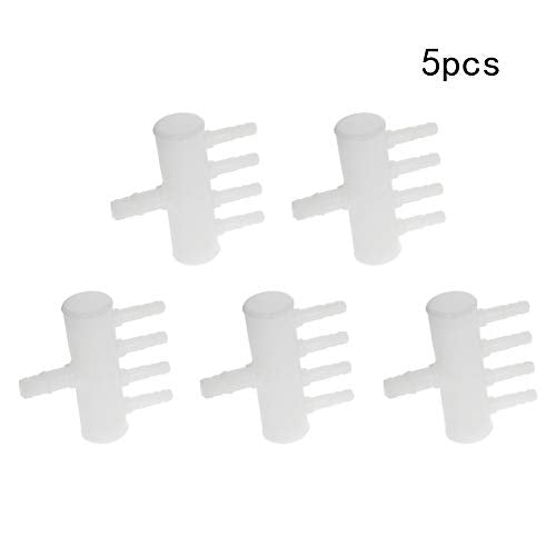 MroMax 8mm/0.31" to 4mm/0.16" Aquarium Air Line Tubing Splitter Connector Fish Tank Plastic Air Flow Divider Oxygen Splitter Lever Valve, 4 Way 5Pcs - size: 5pcs 4 Way