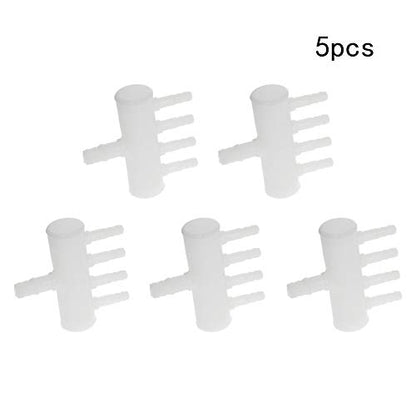 MroMax 8mm/0.31" to 4mm/0.16" Aquarium Air Line Tubing Splitter Connector Fish Tank Plastic Air Flow Divider Oxygen Splitter Lever Valve, 4 Way 5Pcs - size: 5pcs 4 Way