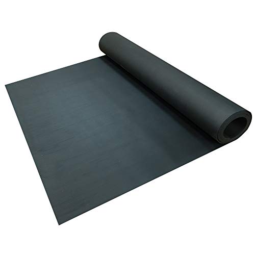 Rubber-Cal Fine-Ribbed Thermoplastic Flooring - 3.5mm x 36" x 4ft - Black - size: 48"L x 36"W x 0.1"Th