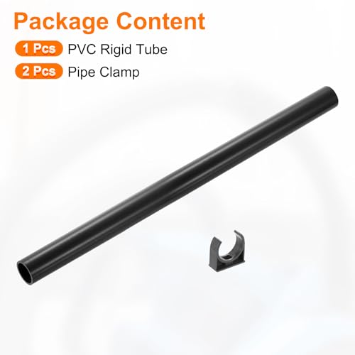 uxcell PVC Rigid Tube, 500mm Length Round Pipe Tubing, 27.2mm ID 32mm OD Plastic Tubes with Clamp for Aquarium, Water Cooling System, Cable Sleeve, Dark Gray - color: Dark Gray, size: 500mm x 27.2mm x 32mm