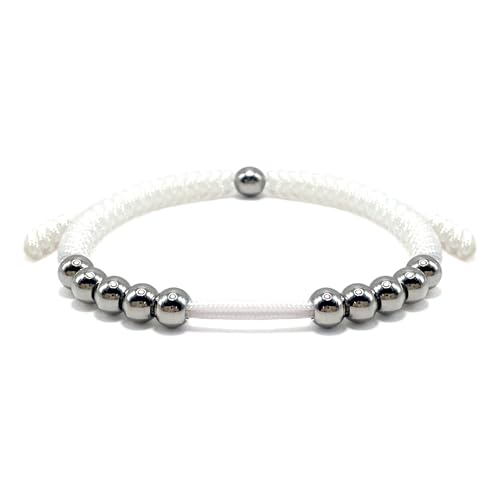 LAMIBEE Premium Golf Stainless Steel 10 Bead Score Counter Bracelet, Golf Stroke Count Bracelet, Resizable Easy Adjust Golf Round Scoring Tracker, Durable Stylish Golf Accessory - style: White