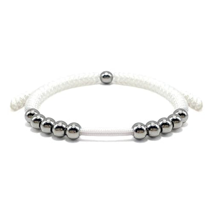 LAMIBEE Premium Golf Stainless Steel 10 Bead Score Counter Bracelet, Golf Stroke Count Bracelet, Resizable Easy Adjust Golf Round Scoring Tracker, Durable Stylish Golf Accessory - style: White