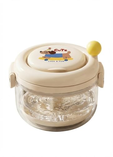 Cute Retainer Cleaner Case with Strainer & Spinning Basket - 3-Layer Orthodontic Denture Bath Box for Aligners/Mouth Guard - Portable Travel Soaking Cup with Removal Tool Storage (Cream/Puppy Design)