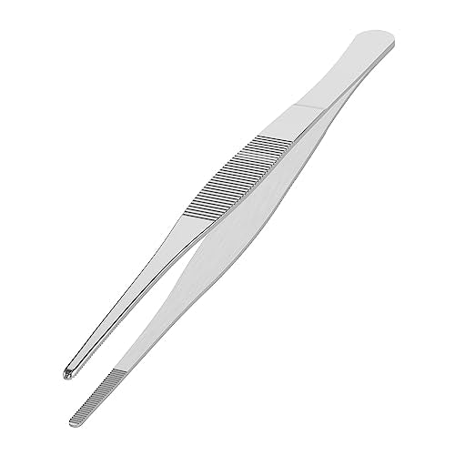 5.5 Inch Stainless Steel Tweezers, with Straight Round Blunt Serrated Tip, 1/16 Inch Thickness Stainless Steel, Multipurpose Daily Garden Home Lab Craft Repairing Tool - size: 5.5"L(1/16"T)