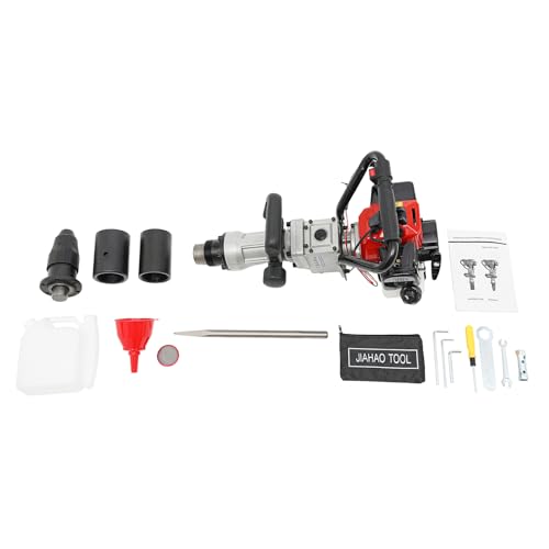 2-Stroke Gas Powered Pile Driver, 32.7CC 1000W Portable Petrol Piledriver Garden Fencing Tool Farm Piling Driver Air Cooling Single-Cylinder 0.9L Fuel Tank for Farmland Guardrails, Vegetable Planting