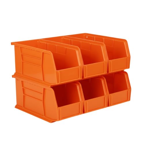 HE HUDSON EXCHANGE 11" x 5.5" x 5" (6 Pack) Plastic Stackable Storage Bin, Orange - color: Orange, size: 6 Pack