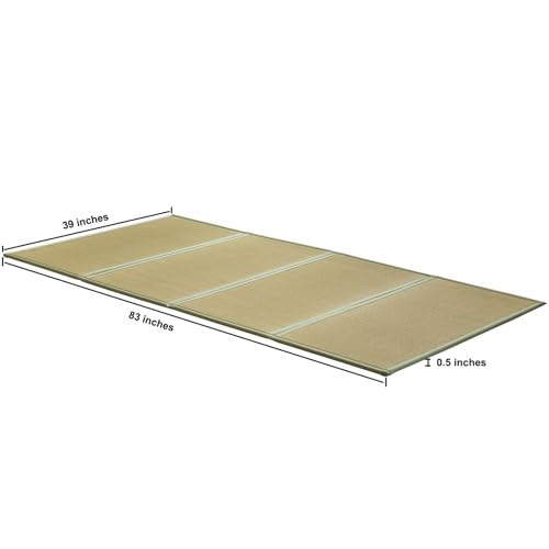 Natural Rush Grass Floor Tatami Mat,Twin XL 83" x 39" x 0.5" - size: 3'3" x 6'11"