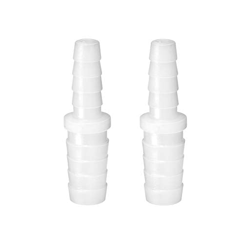 Plastic Hose Barb Reducer Fitting 3/8" to 1/4" Barbed Reducing Union Adapter Splicer Mender Joint Fitting (Pack of 2) - size: 3/8-1/4