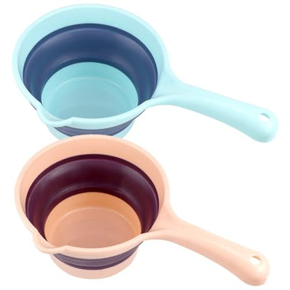 DOERDO 2Pcs Folding Water Ladle Collapsible Scoop Cup Portable Water Spoon for for Kitchen Bathroom Garden, 11x3.5Inch