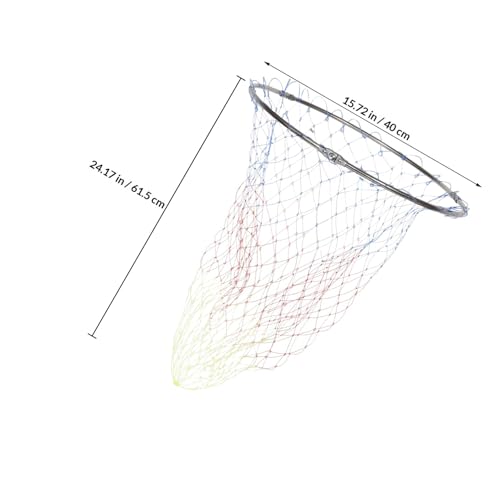 VILLCASE Replacement Stainless Steel Fishing Landing Net Head with Colorful Printed Mesh, 40cm Foldable Fish Catching Net for Portable Fishing and Fish Landing Supplies