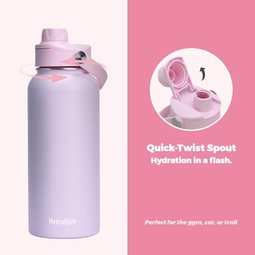 32 oz Insulated Water Bottle Pink Stainless Steel Flask - color: Rose Quartz