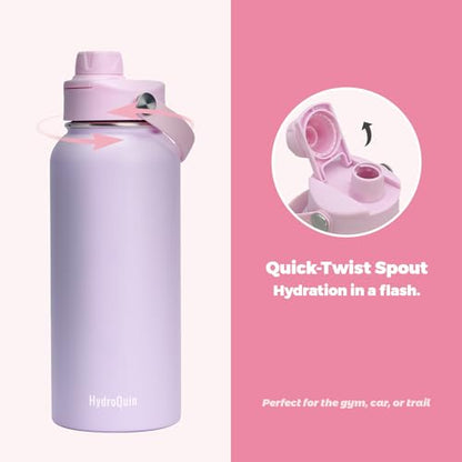32 oz Insulated Water Bottle Pink Stainless Steel Flask - color: Rose Quartz