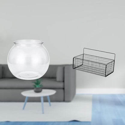 Baoblaze Transparent Small Fish Tank Clear Household Ornament DIY Fish Bowl Vase Table Bedroom Desktop Living Room Home Decor Wall Hanging Baskets She