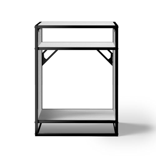 Washed Oak Wood Metal Frame Stand, Three-Shelf for Fish Tanks up to 30 Gal, CLX60-60X45X80cm (23.6x17.7x31.49 in), for Fish Tanks and Reptile Terrariums, Home & Office Use