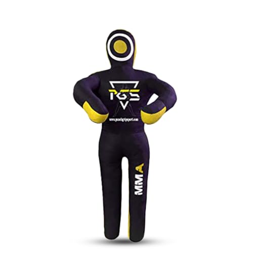 MMA Grappling Dummy Brazilian JIU Jitsu BJJ Punching Bag for Self Defense Wrestling Judo Karate Boxing Throwing Submission Standing Position - UNFILLED - color: Black Yellow, size: 4FT / 47"