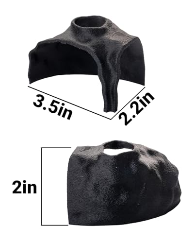 Aquarium Cave – Rock Texture Fish Shelter with 180° Viewing Angle, Betta Fish Tank Accessories, Shrimp & Snails – Aquarium Decor & Tunnel (Black)