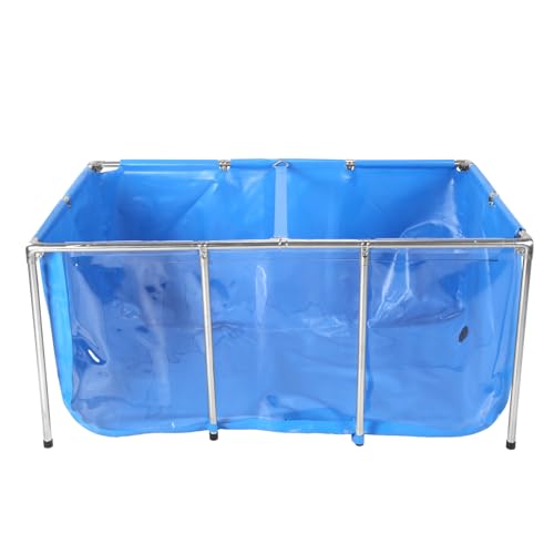 Rectangular Frame-Mounted Goldfish Pond with Drain Valve, Above-Ground Clear View Aquarium, Ideal for Ornamental Fish Breeding Outdoor Decorative Use