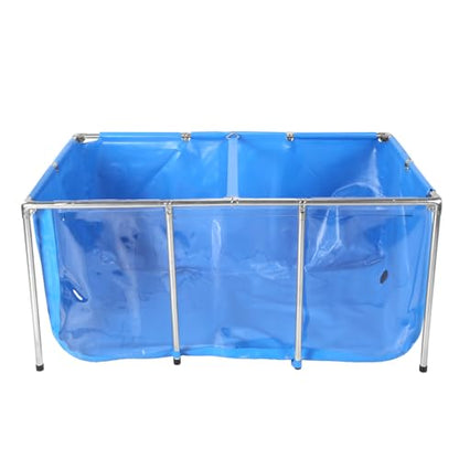 Rectangular Frame-Mounted Goldfish Pond with Drain Valve, Above-Ground Clear View Aquarium, Ideal for Ornamental Fish Breeding Outdoor Decorative Use