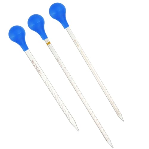PATIKIL Graduated Dropper Pipettes Kit, 3 Pack 5ml/20ml/25ml Borosilicate Glass Pipette with Rubber Squeeze Bulb for Transfer Liquid for Lab, Chemistry - size: 5ml/20ml/25ml