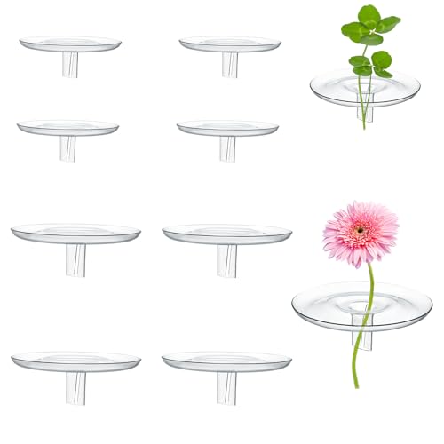 10 PCS Creative Mini Floating Aquarium Plant Holder, Clear Round Floating Floral Arrangement Holder, Simple Style Aquatic Plants Display Stand Mini Vase for Fish Tank Small Single Flower Water Plants