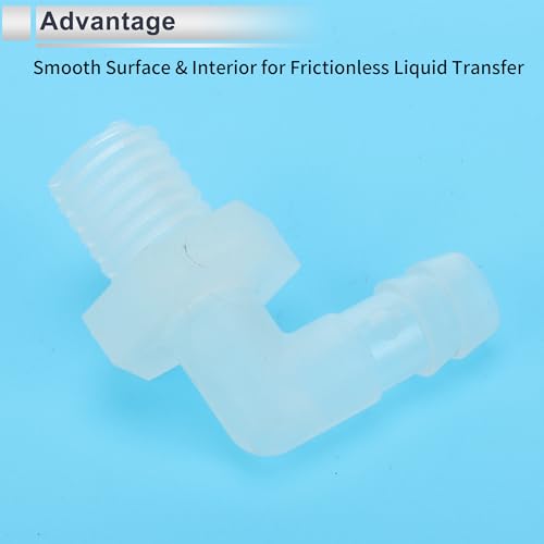 5 Pcs Plastic Hose Barb Fitting 90° Elbow 5/16" Hose Barb M12 Male NPT Barbed Adapter Clear PP - size: 5/16"-M12