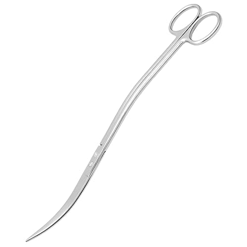 LINLAN 9.8-inch Wave Curve Aquascaping Scissors, Full Chamfer Smooth Design, Polished Mirror, Professional Dutch Style Aquascape Shears, for Layered Forming & Trimming Plants at Any Angle - size: Mirror Silver