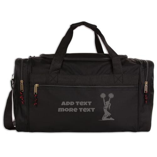 Personalized Sport Deluxe Duffel Bag With Custom Name & Text - Cheer - color: Black, style: Cheer 21 Inch