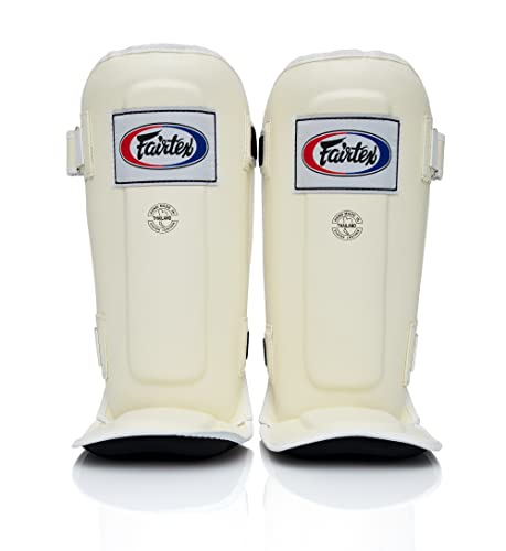 Fairtex SP3 Lightweight Shin Guards, Muay Thai MMA Avoid Shin Splints Gear - color: White, size: Large