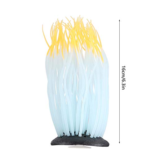 Pssopp Simulation Silicone Luminous Sea Anemone Ornament Artificial Plant Simulation Sea Anemone for Aquarium Fish Decoration with Suction Cup(Orange)