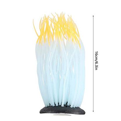 Pssopp Simulation Silicone Luminous Sea Anemone Ornament Artificial Plant Simulation Sea Anemone for Aquarium Fish Decoration with Suction Cup(Orange)