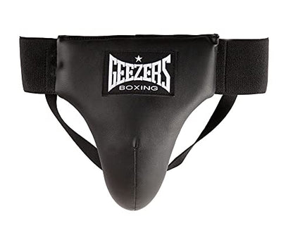 Geezers PU Groinguard For Boxing and MMA Fighting, Abdo Gear for Martial Arts, Jockstrap Abdominal Protector for Sparring, Taekwondo and Grappling (Black, Small)