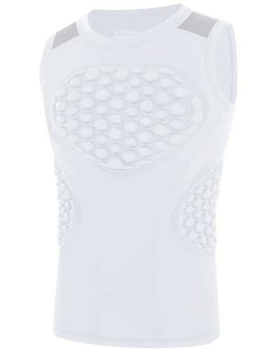 Blueleaf Youth Baseball Chest Protector Padded Compression Sleeveless Shirt Rib Heart Sternum Guard Softball Football - color: White with Gray, size: Medium