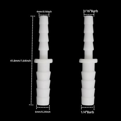 Plastic Hose Barb Reducer Pipe fittings, 1/4" to 3/16" Hose ID Connectors Joint Splicer Mender Adapter Union Boat Water Air Aquarium O2 Fuel (Pack of 4)