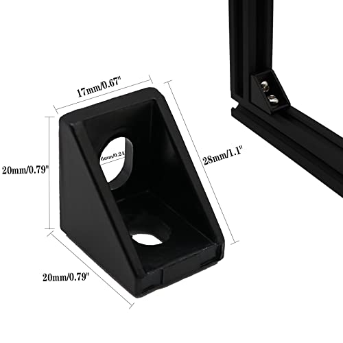 10pcs Black 2020 Series 1720 Aluminum Profile Corner Bracket with 20pcs M5 T Nuts +20pcs M5 Screws + 1pcs Wrench for Slot 6mm 20S Aluminum Rail Accessories (10PCS 1720 Corner Bracket) - style: 10PCS 1720 Corner Bracket black