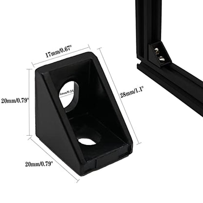10pcs Black 2020 Series 1720 Aluminum Profile Corner Bracket with 20pcs M5 T Nuts +20pcs M5 Screws + 1pcs Wrench for Slot 6mm 20S Aluminum Rail Accessories (10PCS 1720 Corner Bracket) - style: 10PCS 1720 Corner Bracket black