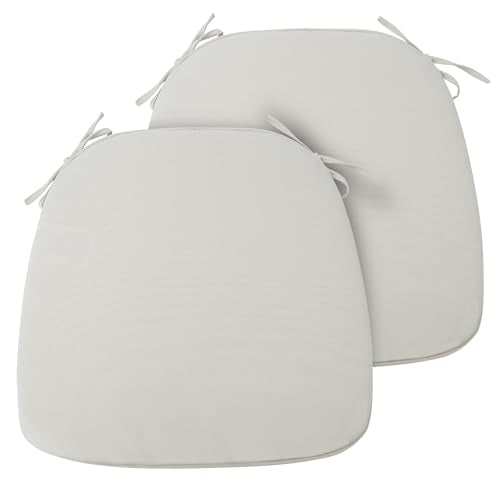 FUNHOME 17"x16"x2" Outdoor Chair Cushions Set of 2, Water Resistant Patio Chair Pads with Ties, Seat Cushions for Home Garden Furniture Decoration-Cream White - color: Cream White, size: Set of 2