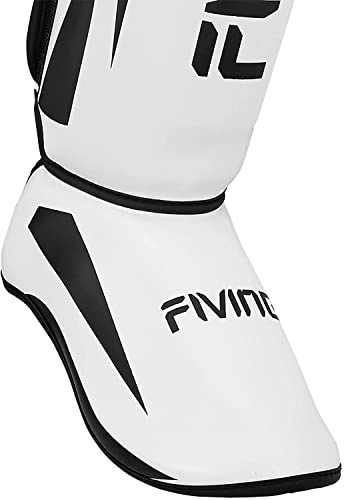 MMA Martial Arts Shin Guards,Muay Thai | Padded, Adjustable, Instep Protection, Muay Thai,Kickboxing,MMA Training, Professional Equipment - color: White, size: X-Large
