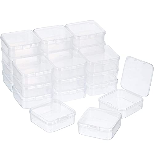 24 Packs Small Clear Plastic Beads Storage Containers Box with Hinged Lid for Storage of Small Items, Crafts, Jewelry, Hardware(2.12 x 2.12 x 0.79 Inches) - size: 2.12 x 2.12 x 0.79 Inches