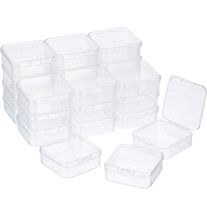 24 Packs Small Clear Plastic Beads Storage Containers Box with Hinged Lid for Storage of Small Items, Crafts, Jewelry, Hardware(2.12 x 2.12 x 0.79 Inches) - size: 2.12 x 2.12 x 0.79 Inches