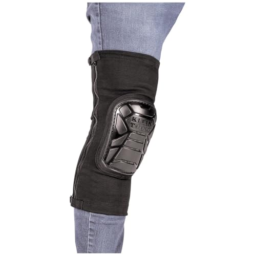 KLEIN TOOLS 60629 Tough-Flex Knee Sleeves for Work, Construction, Low-Profile Sleeve with Zipper, Gel-Like Foam, Black, M/L - size: M/L