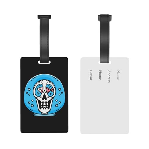 Skull with Fish Tank Luggage Tags for Suitcases Travel Tags ID Labels for Women Men Travel Bag Luggage Accessories