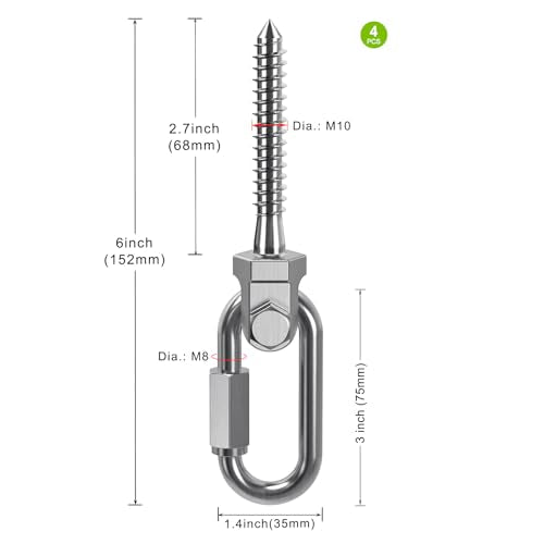SELEWARE Heavy Duty Swing Hanger, 4 Pack Porch Swing Hardware - color: O (5 Inch, 4 Pack)