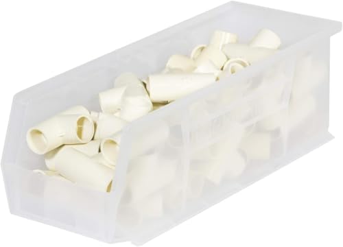 Akro-Mils 30234 AkroBins Plastic Storage Bins, Space-Saving Stackable Bins for Garage, Pantry, Craft Organization, 15" x 5" x 5", Clear, 12-Pack - color: Clear