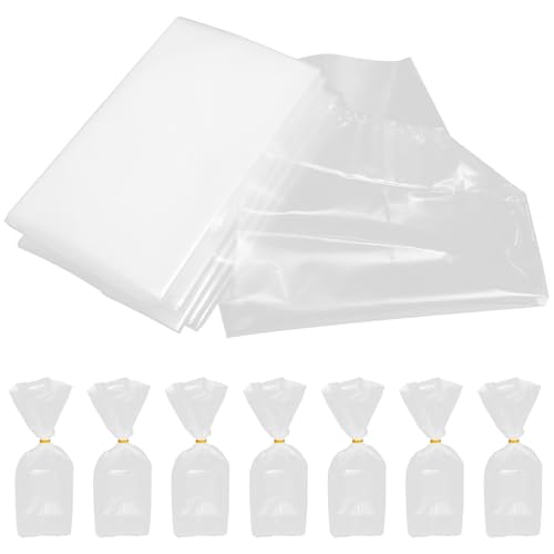 50pcs Ornamental Fish Packaging Bags with Leak-proof Plastic Material, 20x35x12cm Flat Bottom Transport Bags for Aquarium Shipping and Shrimp Seed Carrying with Handle and Elastic