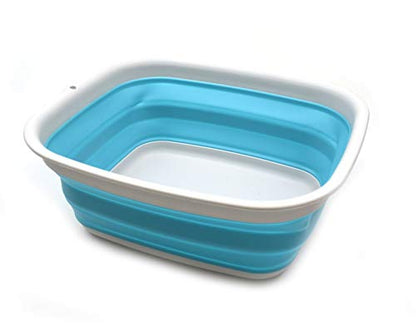 SAMMART 7.7L (2 Gallon) Collapsible Tub - Foldable Dish Tub - Portable Washing Basin - Space Saving Plastic Washtub (Bright Blue, S) - color: Bright Blue, size: Small
