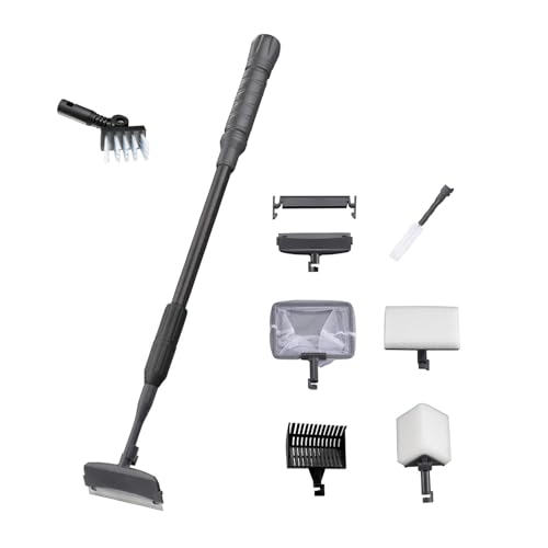 6IN1+1 (2026 New Upgrade Edition) Aquarium Cleaning Tools Long Handle Adjustable Length 20~36Inches Fish Tank Cleaner Kit Algae Scraper Scrubber Brushes Set - size: 20~36In