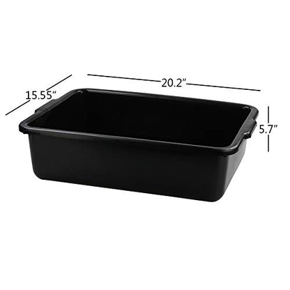 4-Pack Large Plastic Bus Box, 23 L Plastic Commercial Tote Box Bus Tubs, Black
