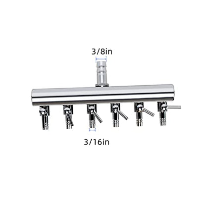 6-Way Aquarium Air Flow Control Lever Valve Chromium Copper Distributor Fish Tank Splitter Pump Accessories 1Pcs