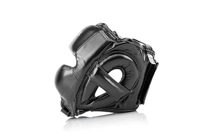 Fairtex HG18 Pro Boxing Headguard, Muay Thai MMA Sparring Hybrid Headgear | Genuine leather build handmade in Thailand. Cheek padding and wider view openings protect fighters during competition drills